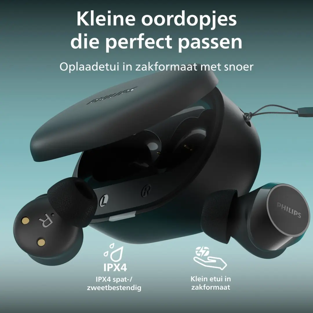 Philips TAT1300BK True Wireless Oordopjes - 24 Uur - IPX4 - Zwart