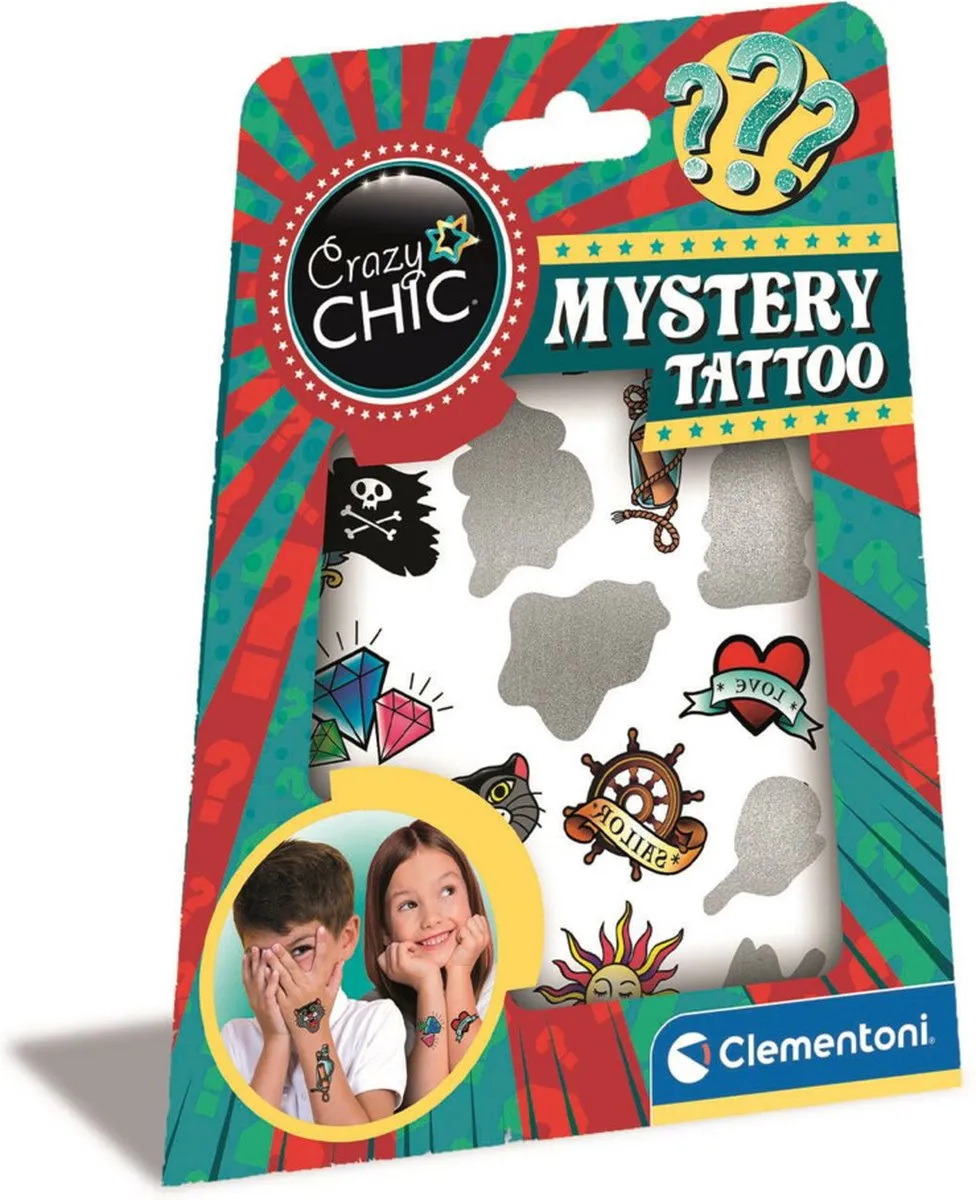 Clementoni Crazy Chic Mystery Tattoo - Tijdelijke Tatoeages - 1ml - Meerkleurig
