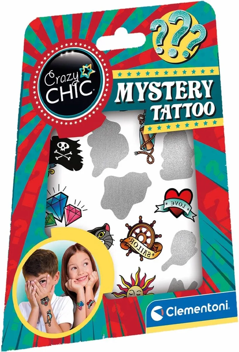 Clementoni Crazy Chic Mystery Tattoo - Tijdelijke Tatoeages - 1ml - Meerkleurig