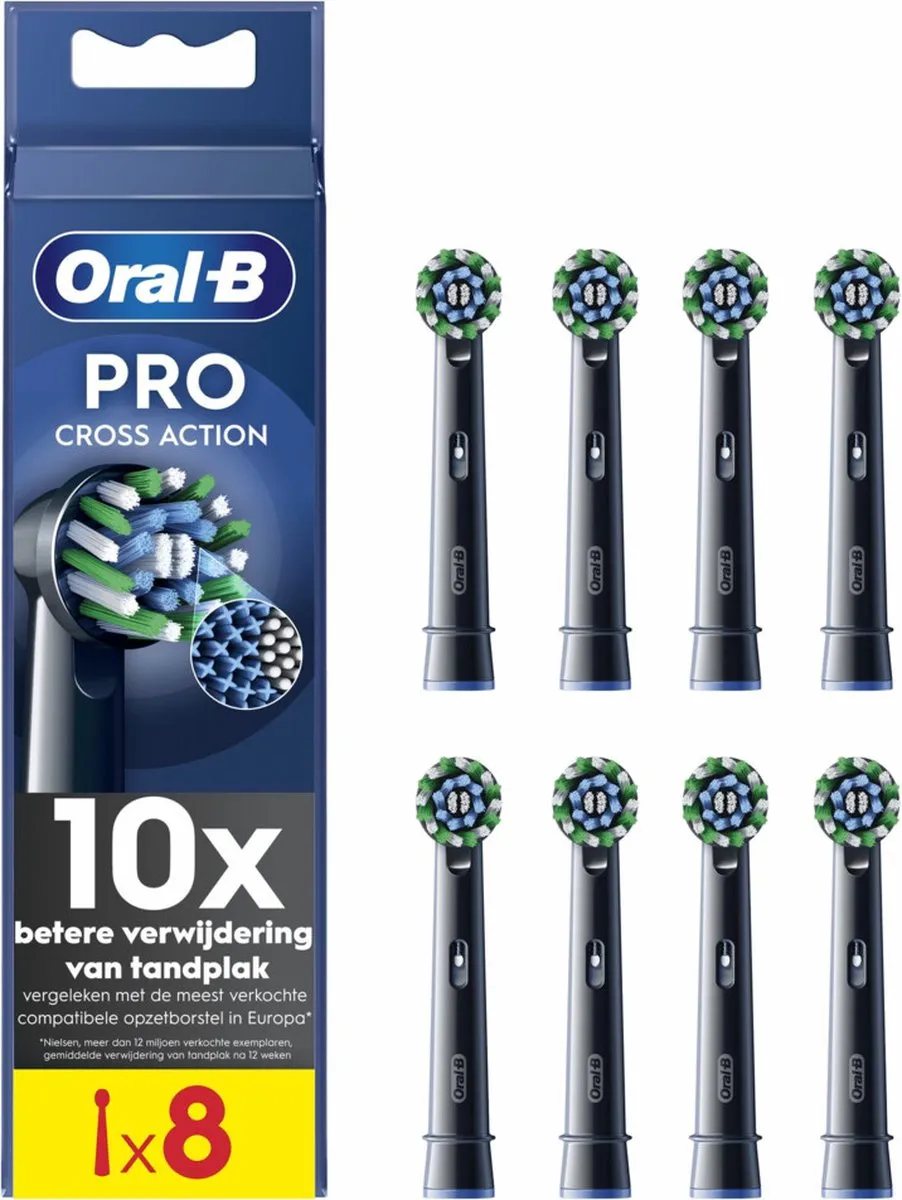 Oral-B Cross Action Pro Opzetborstels 8 Stuks - Zwart
