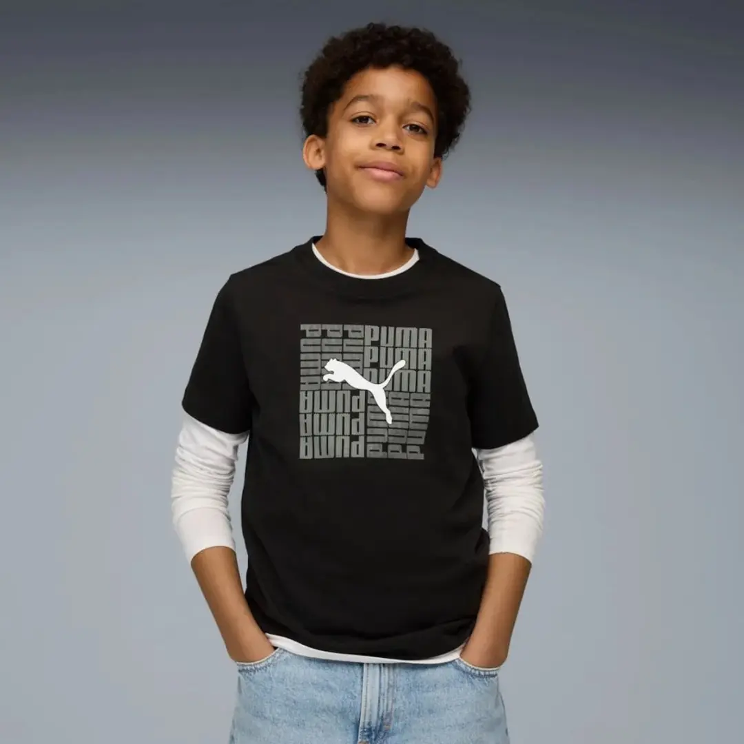 PUMA Graphic Box Tee Kinder T-shirt 152 - Zwart
