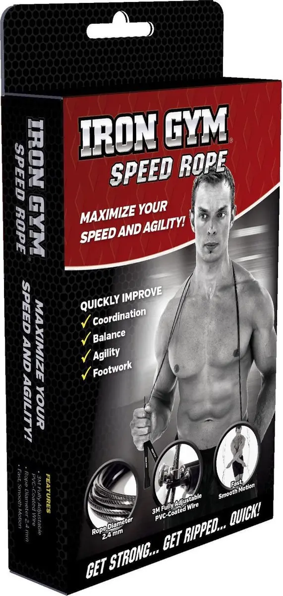 Iron Gym Springtouw Verstelbaar - Zwart