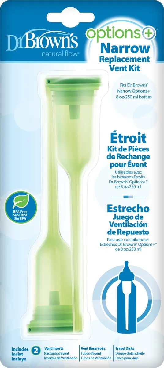 Dr. Brown's Options+ Vervangset Smalle Halsfles 250ml - 2 Stuks Groen