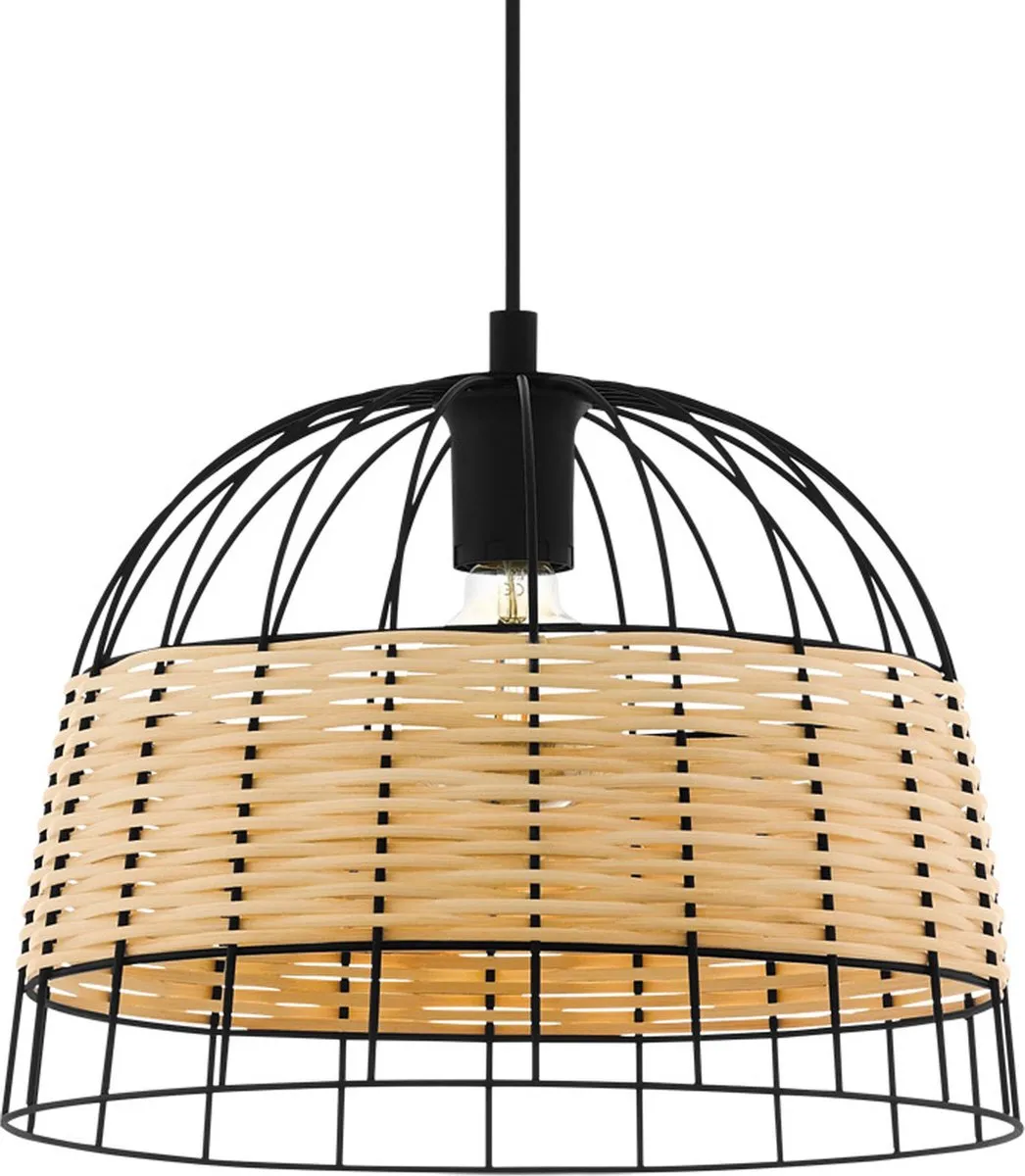 Eglo Anwick Hanglamp Ø37cm - Zwart/Rotan