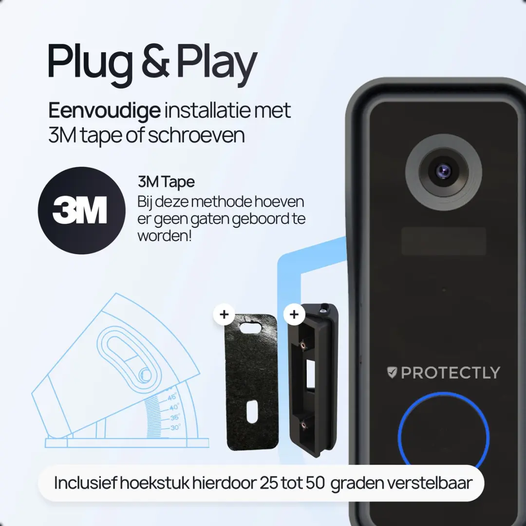 Protectly 2K Ultra HD Draadloze Video Deurbel SEC005 - Zwart - 60 Melodieën - afbeelding 6 van 6