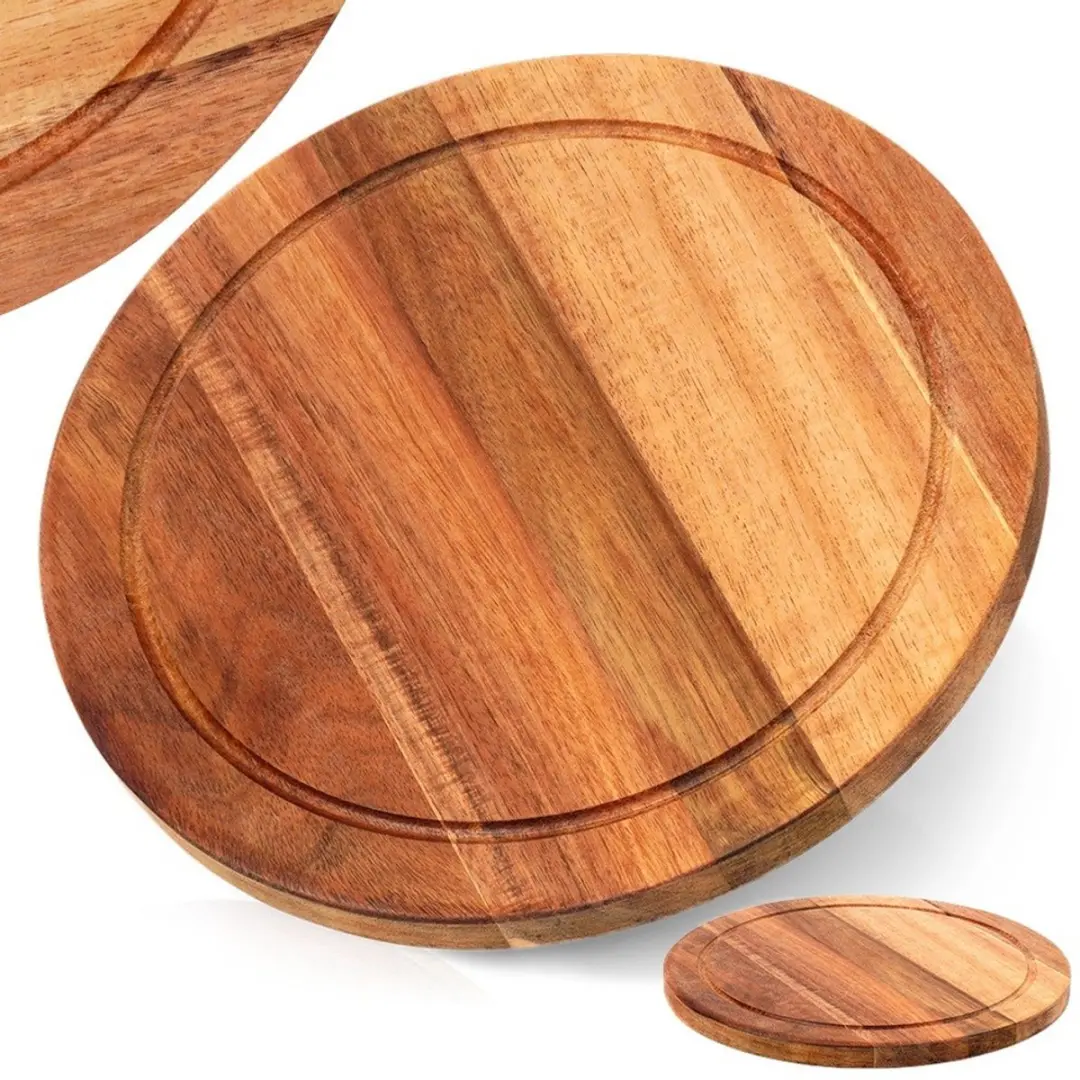 Excellent Houseware Acacia Snij- en Serveerplank 25cm - Ronde Vorm
