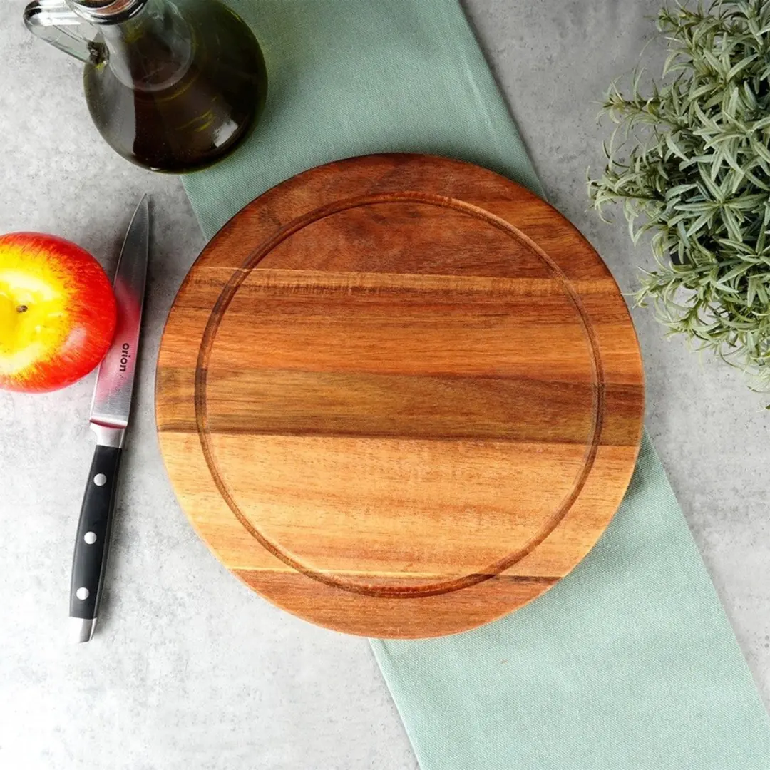 Excellent Houseware Acacia Snij- en Serveerplank 25cm - Ronde Vorm