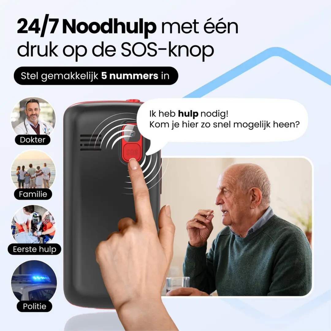 Protectly Senioren Telefoon SI154 - 4G - SOS-Functie - Zwart