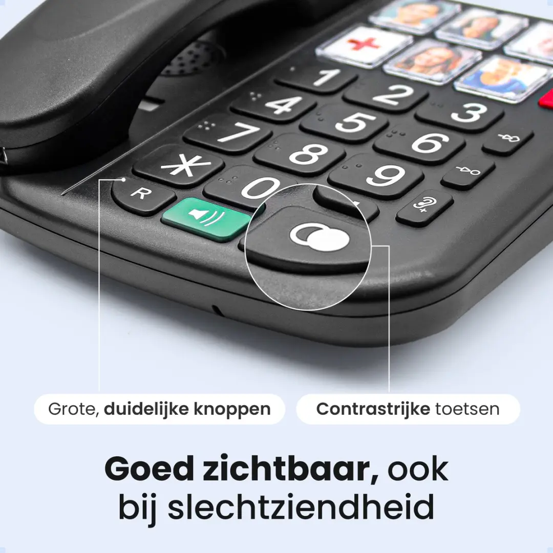 Protectly Senioren Telefoon PROT069-2 - SOS-Noodknop - Vaste Lijn - Zwart