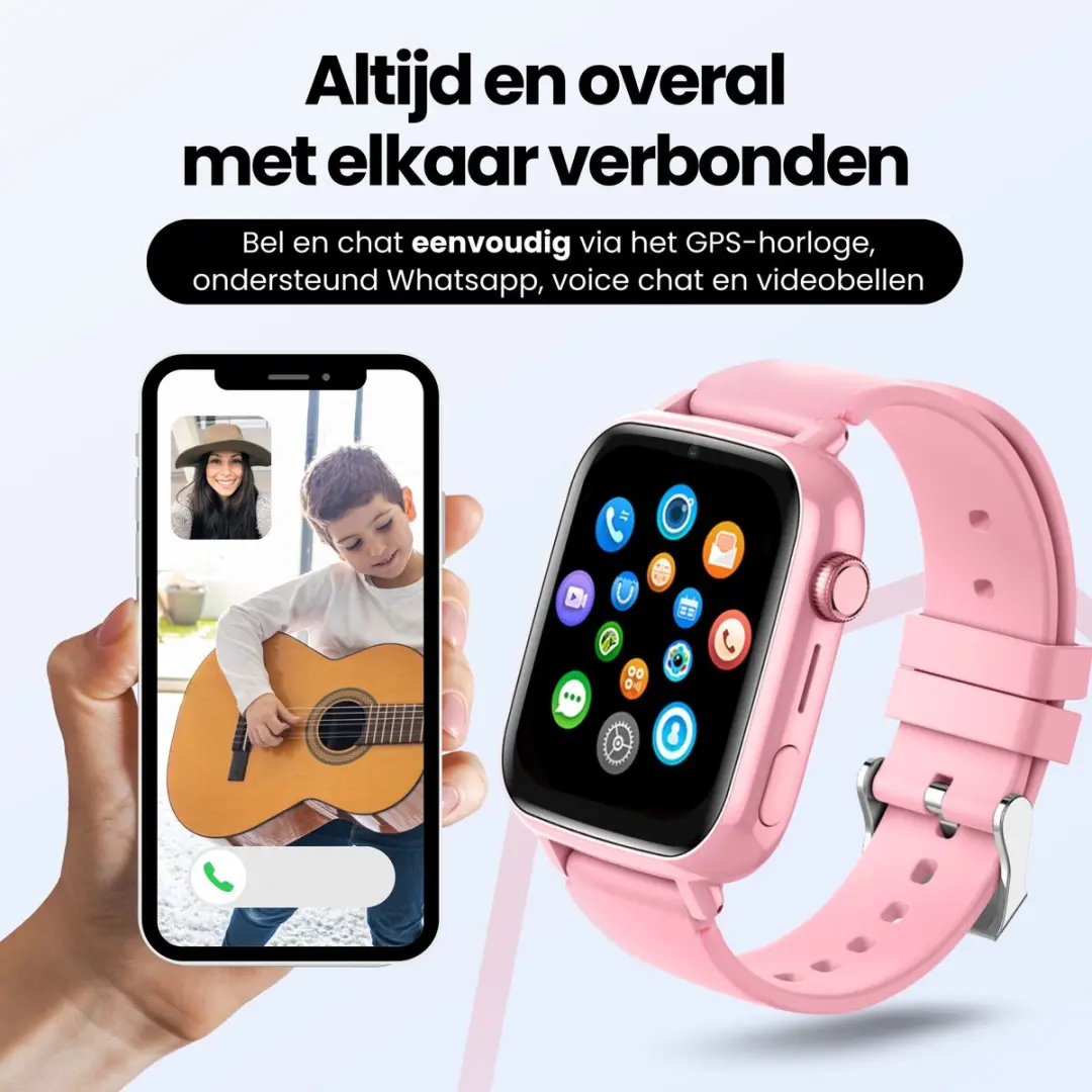 Protectly GPS Horloge Kind PROT012-1 - 4G Roze - 40mm