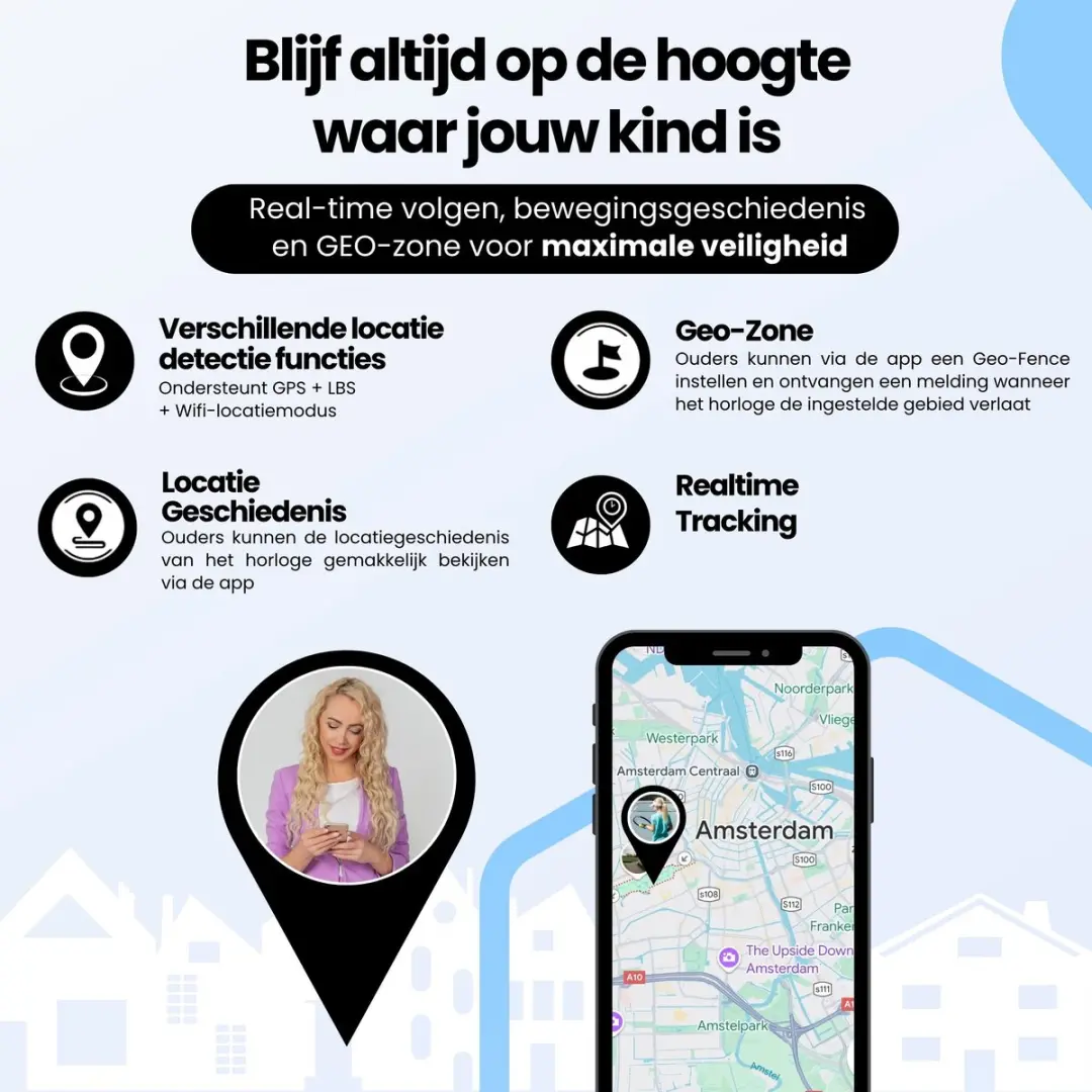 Protectly GPS Horloge Kind Blauw - 4G Videobellen - 800mAh