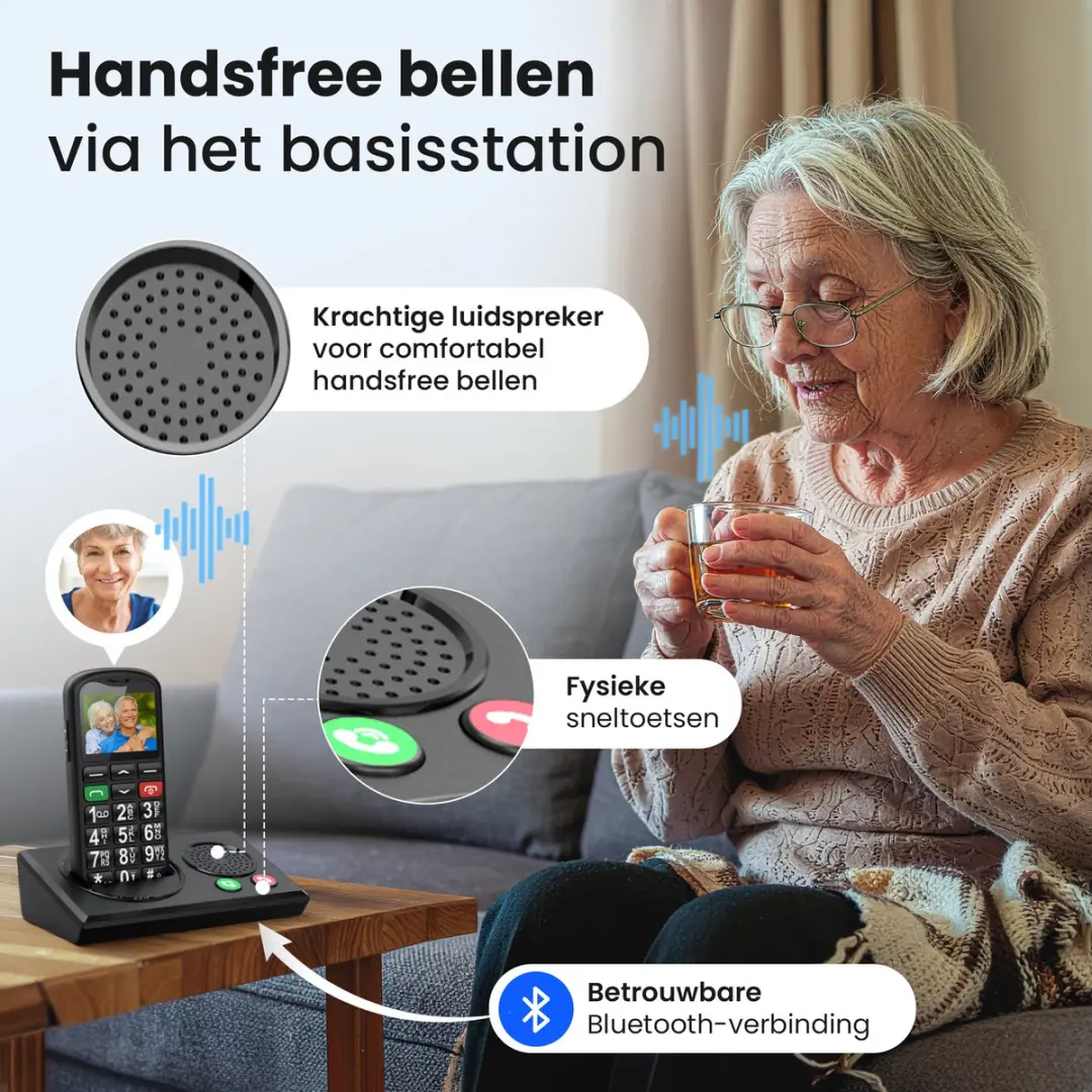 Protectly SEC012 Senioren Telefoon 4G - Zwart - 2.4" - 1200mAh - afbeelding 6 van 6