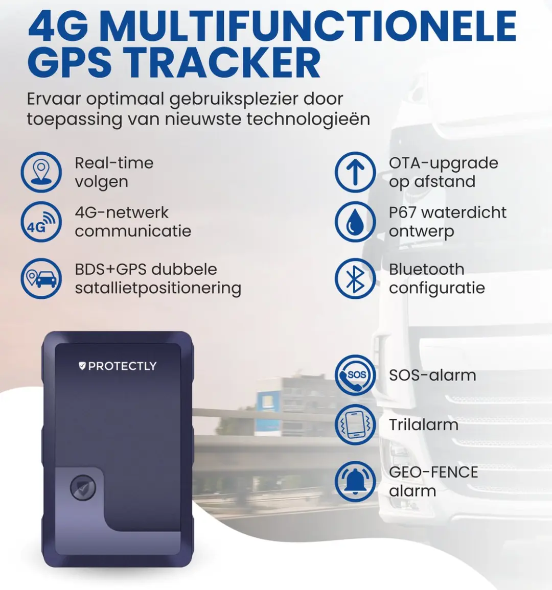 Protectly GPS Tracker Extreme ProtGPS1 - Auto - 150 Landen - IP67 - 10 Jaar SIM