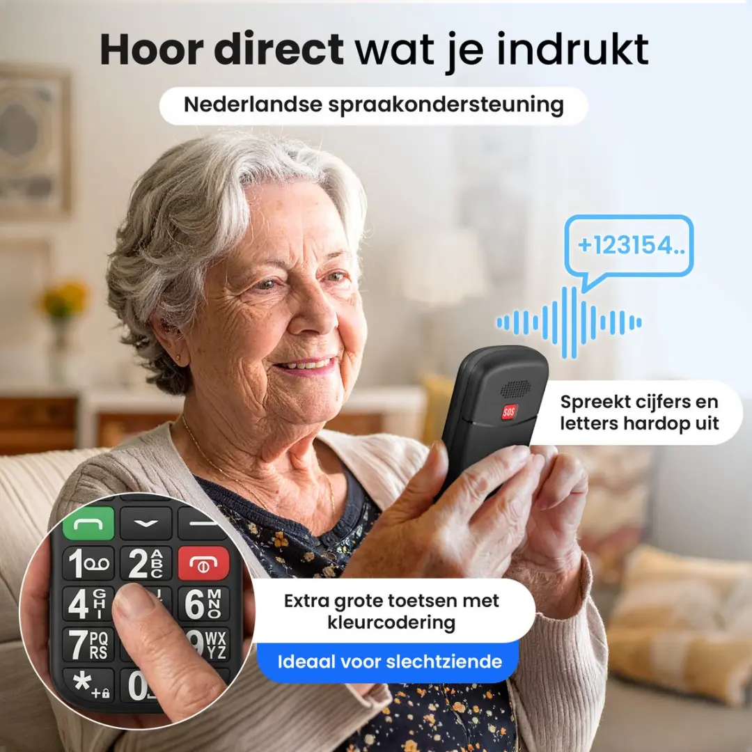 Protectly SEC012 Senioren GSM - 4G - SOS-Functie - Zwart - afbeelding 6 van 6
