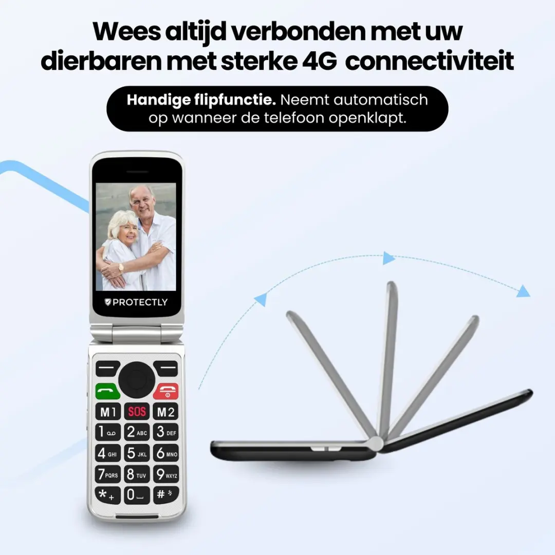 Protectly SI154 Senioren Telefoon - Klapbaar - 2.8" - Zwart/Zilver - afbeelding 6 van 6
