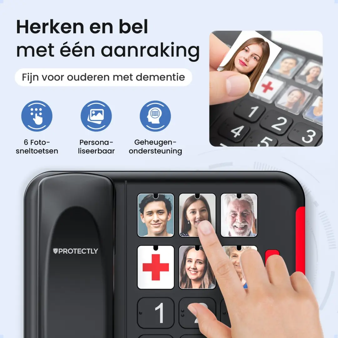 Protectly Senioren Telefoon PROT069 - Vaste lijn - Zwart - afbeelding 6 van 6