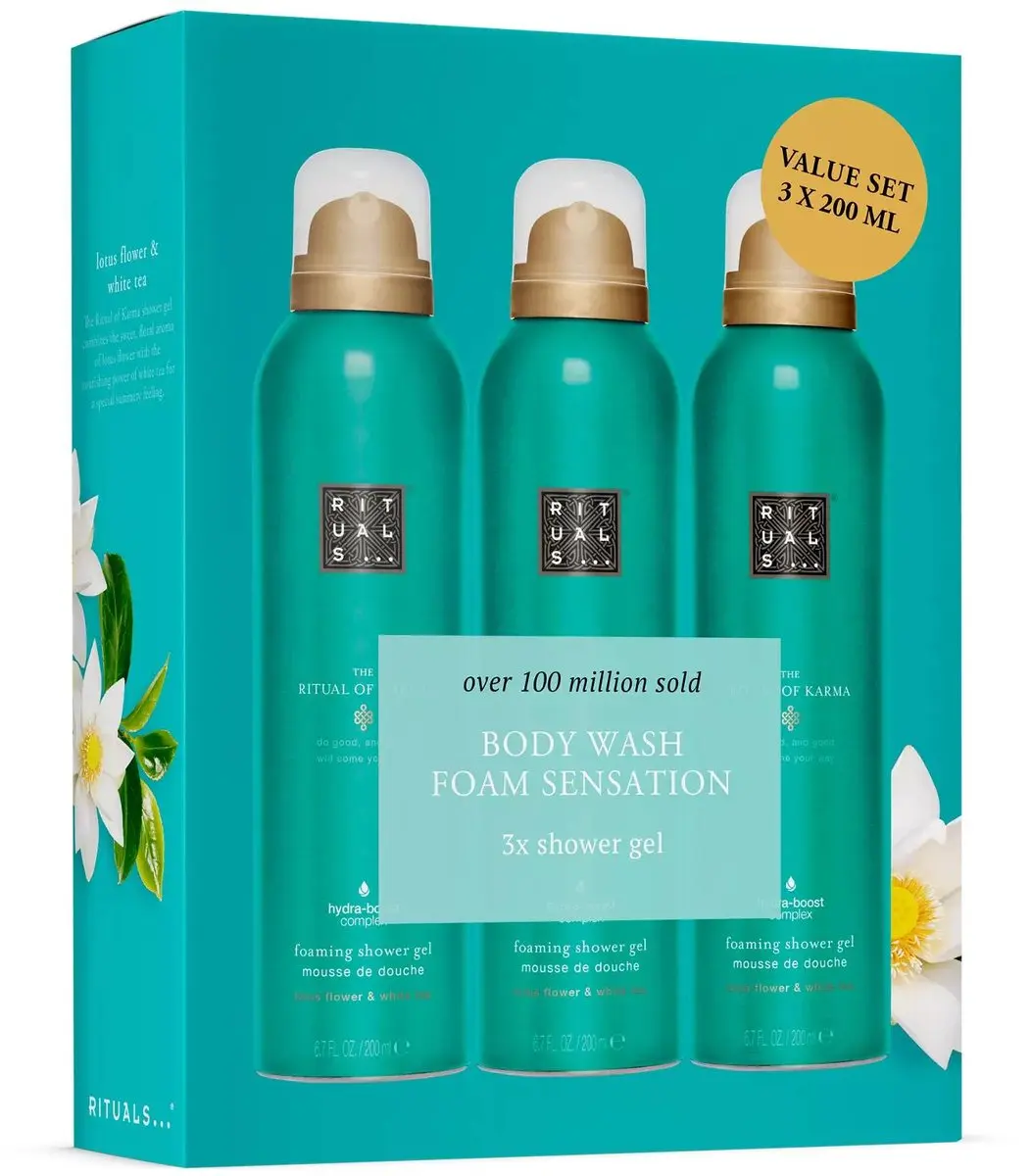 Rituals Ritual of Karma Doucheschuim 3x200ml - Lotusbloem & Witte Thee