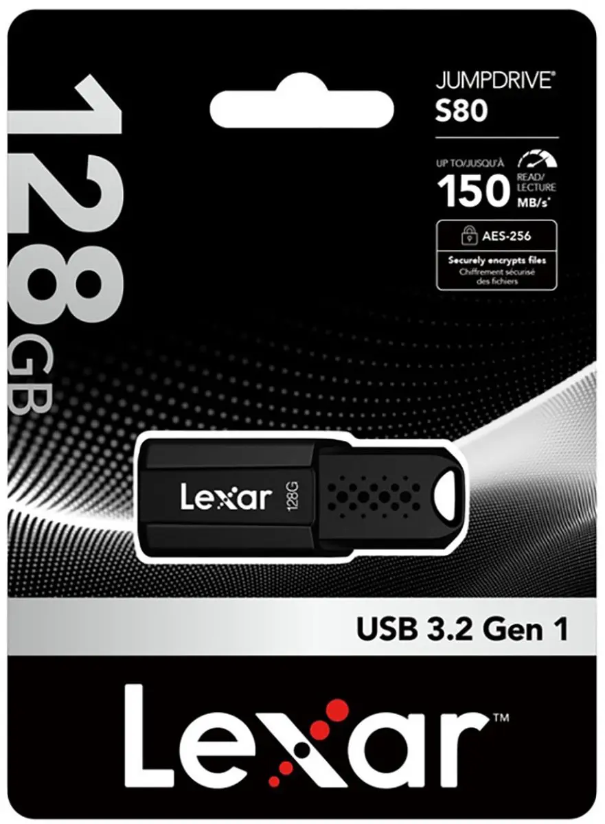 Lexar JumpDrive S80 LJDS080128G-BNBNG USB-stick 128GB - Zwart