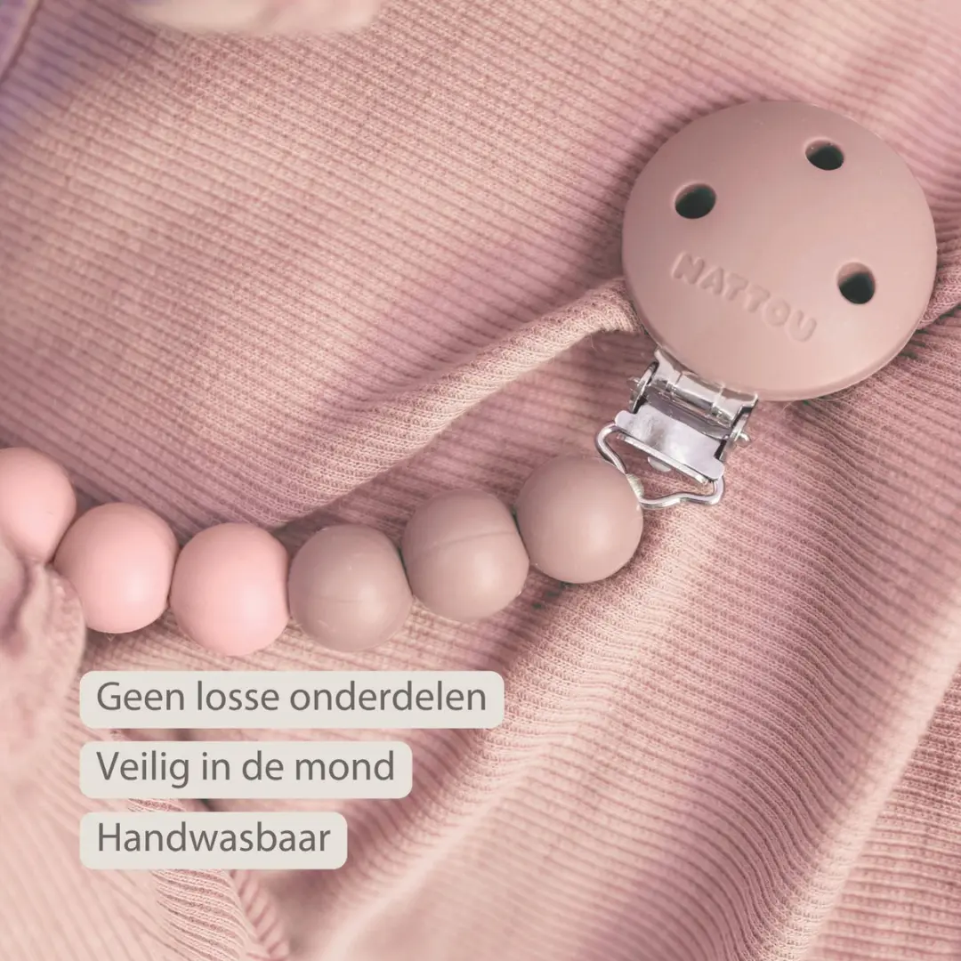 Nattou Silicone Speenkoord - 21cm - Roze