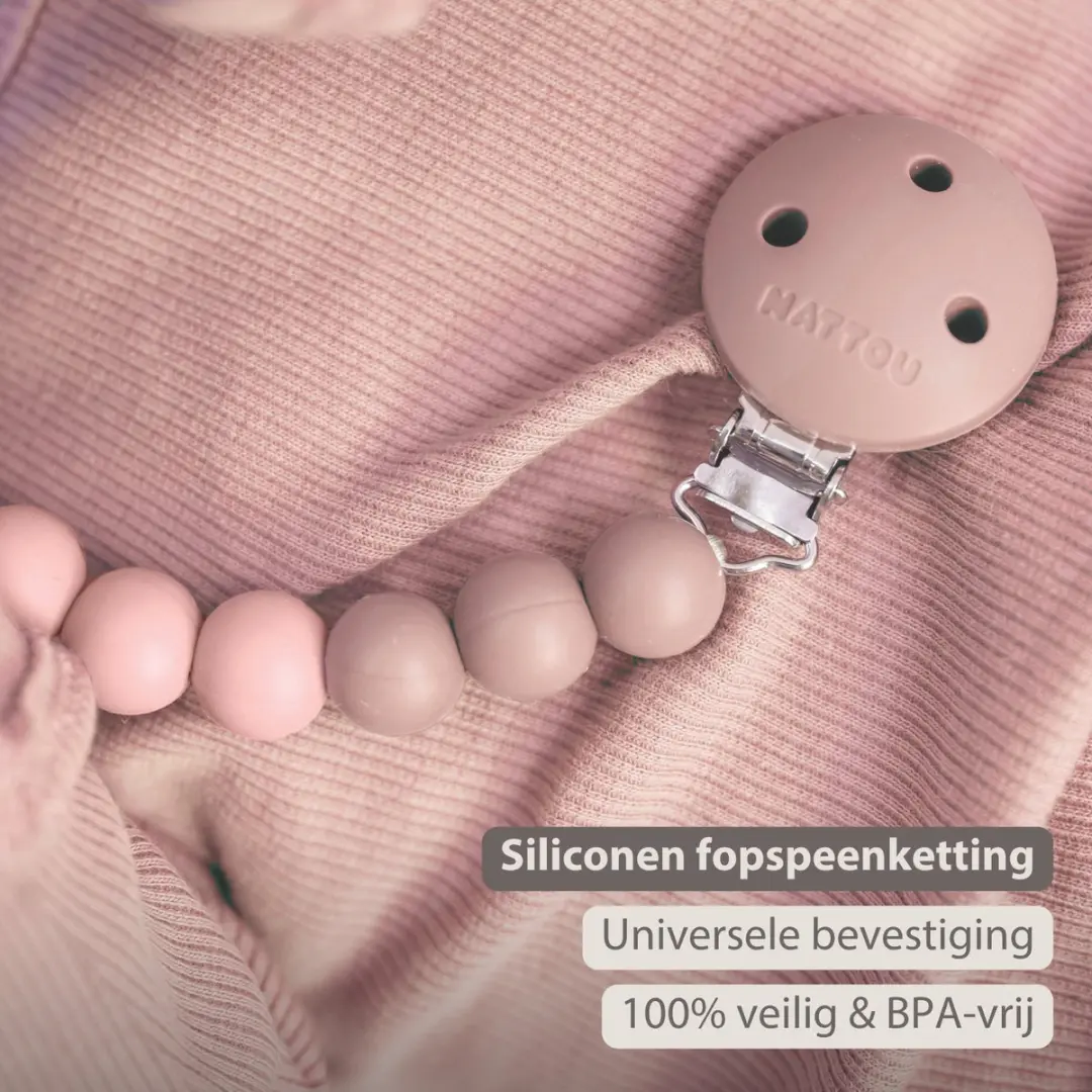 Nattou Silicone Speenkoord - 21cm - Roze