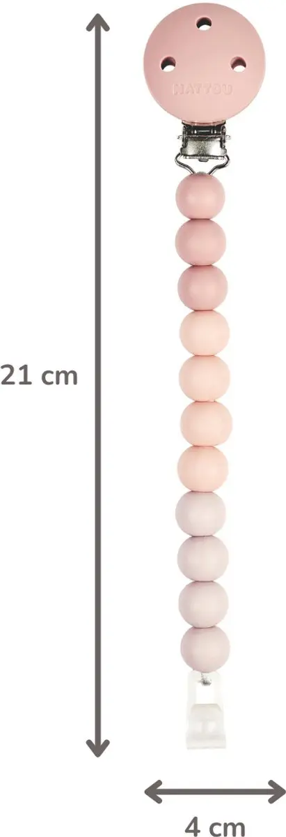 Nattou Silicone Speenkoord - 21cm - Roze - afbeelding 6 van 6
