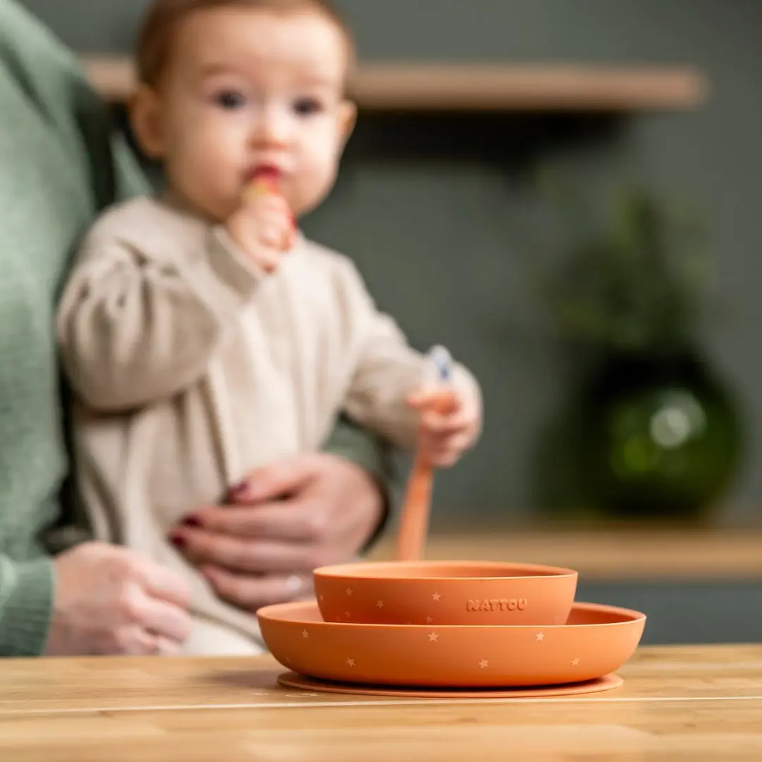 Nattou Silicone Serviesset 3-delig - Terracotta Patroon