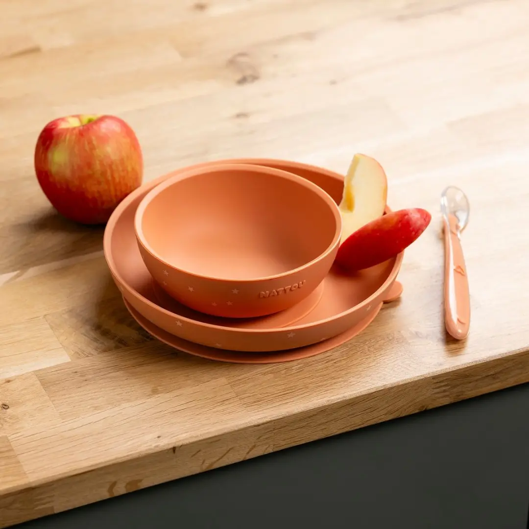 Nattou Silicone Serviesset 3-delig - Terracotta Patroon
