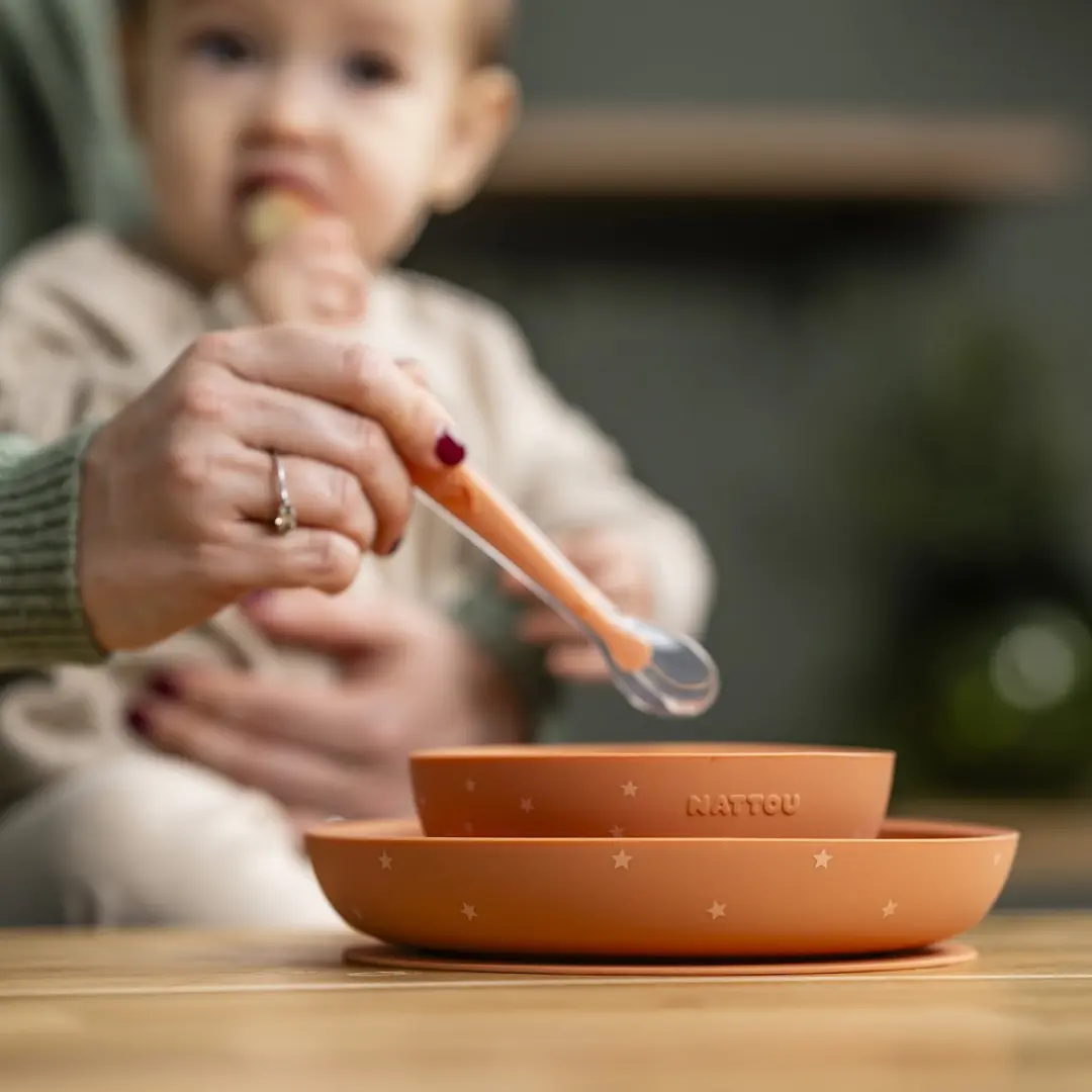 Nattou Silicone Serviesset 3-delig - Terracotta Patroon