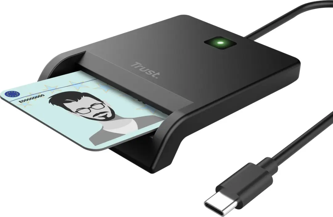 Trust Primo Smartcardlezer eID - USB-C - Zwart