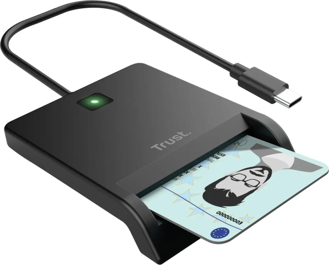 Trust Primo Smartcardlezer eID - USB-C - Zwart
