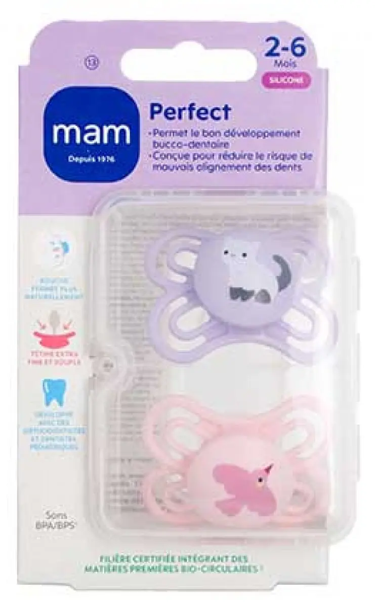MAM Perfect 2 Fopspenen 2-6 Maanden Kat/Vogel