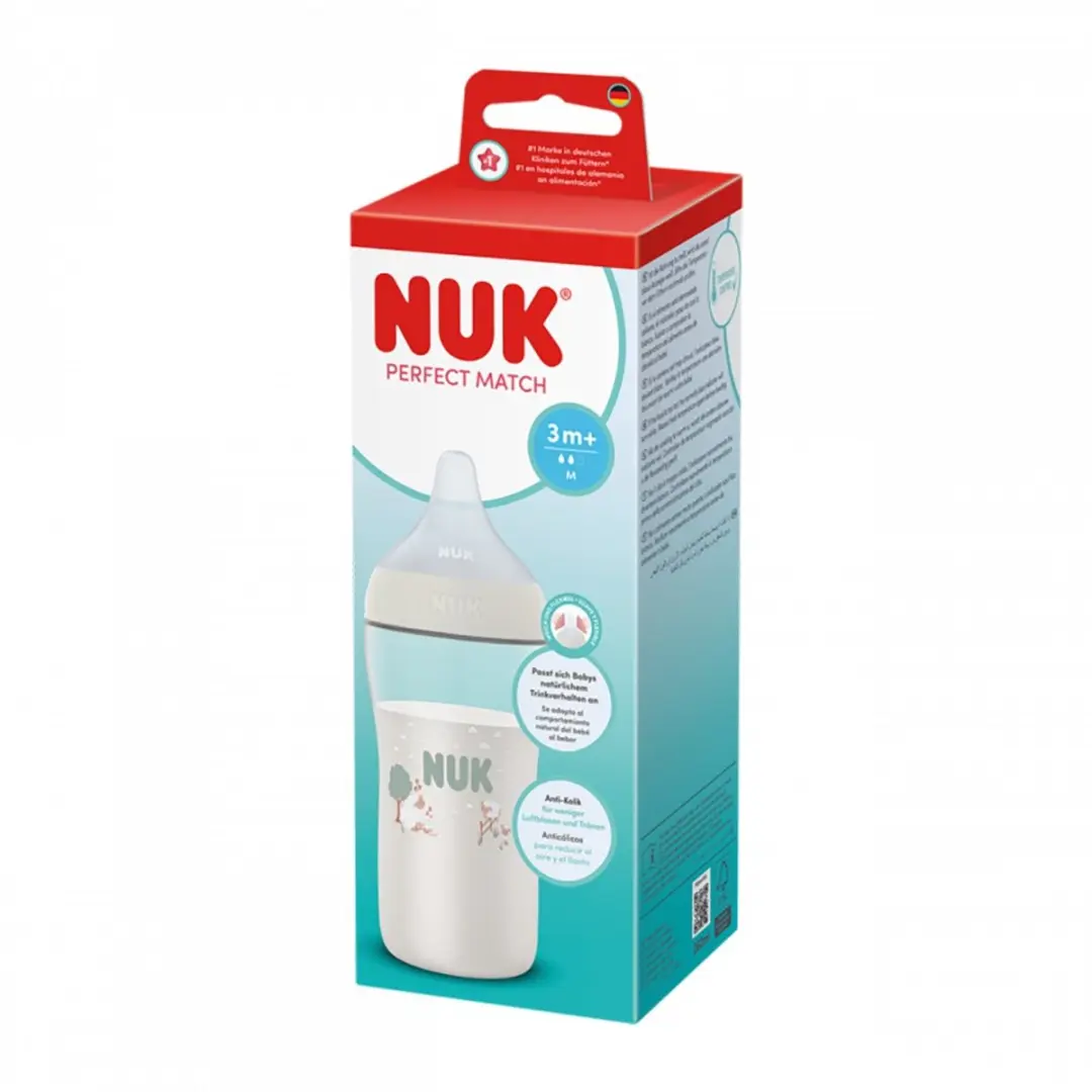 NUK Perfect Match Babyfles 260ml - Temperatuurcontrole - Beige