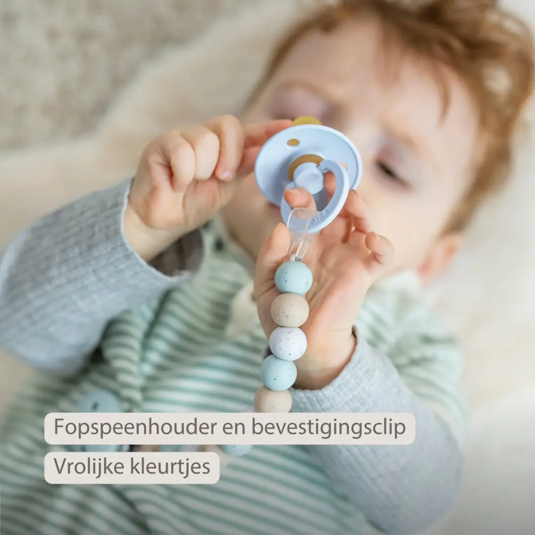 Nattou Silicone Speenkoord - 21cm - Multi Groen Gestipt