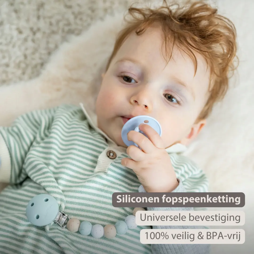 Nattou Silicone Speenkoord - 21cm - Multi Groen Gestipt