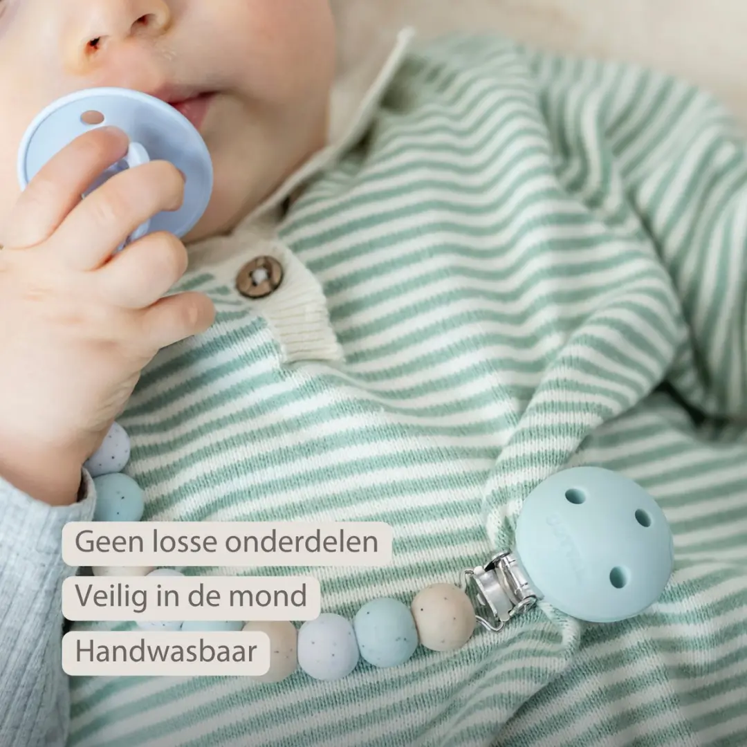 Nattou Silicone Speenkoord - 21cm - Multi Groen Gestipt