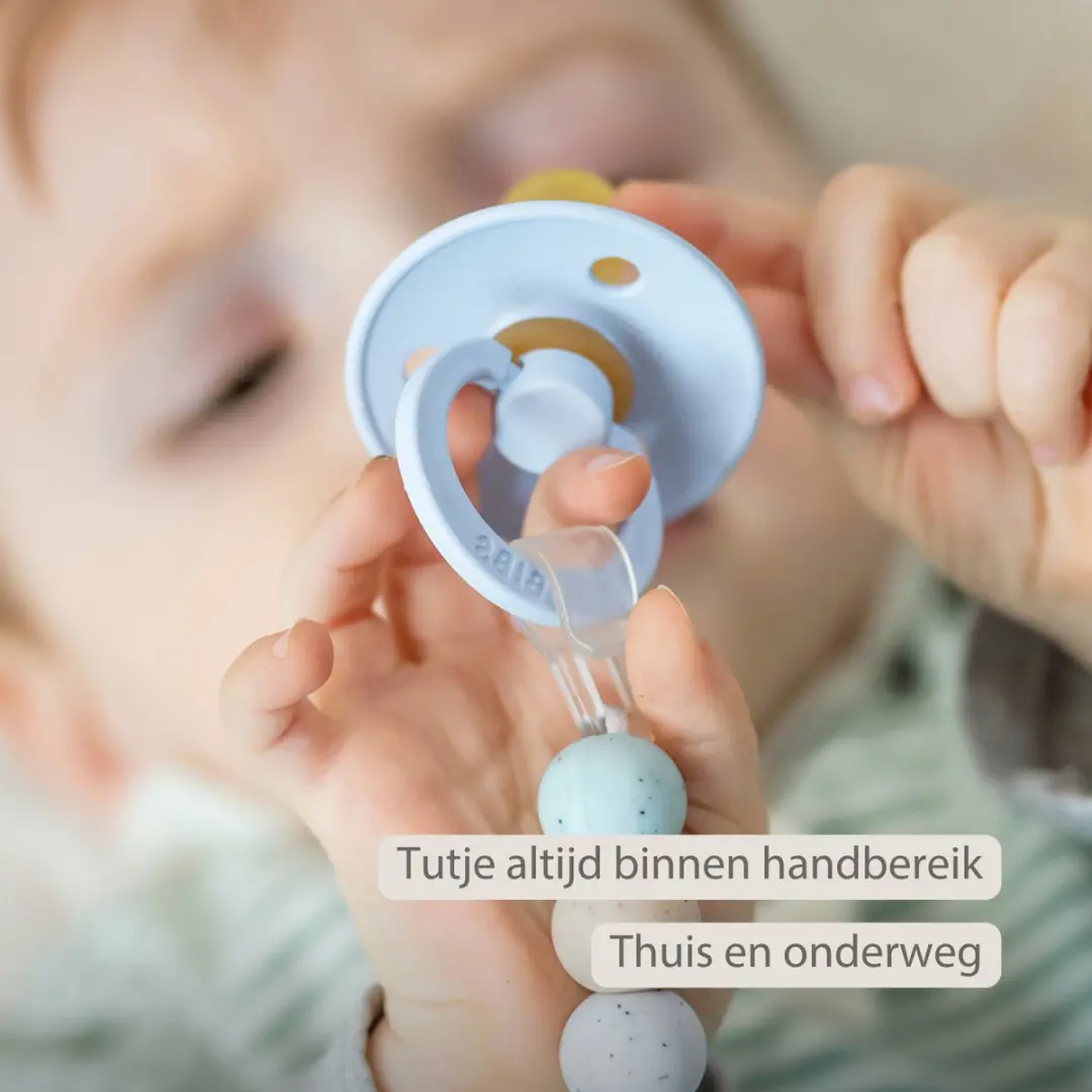Nattou Silicone Speenkoord - 21cm - Multi Groen Gestipt