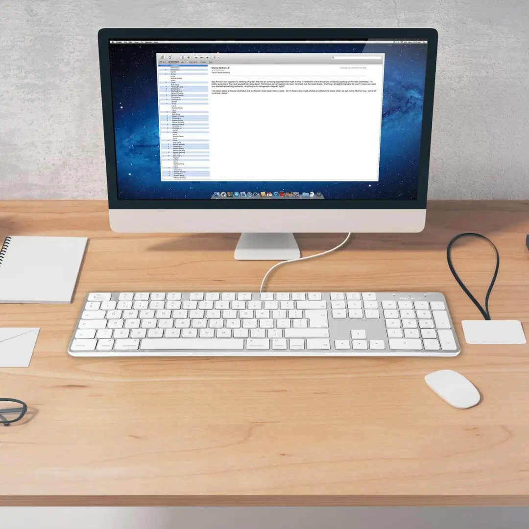 Macally SLIMKEYPROA-UK USB Toetsenbord - Brits/Nederlands ISO - Wit/Zilverkleurig