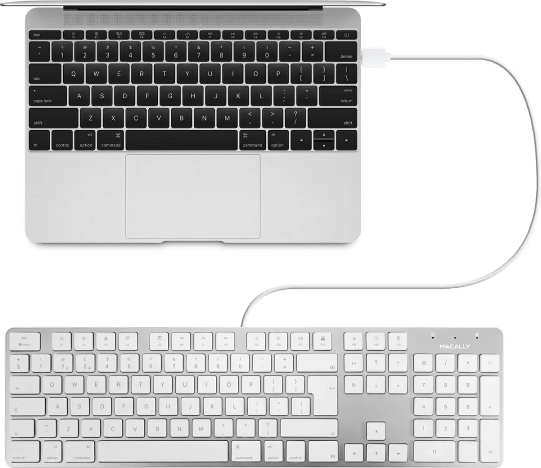 Macally SLIMKEYPROA-UK USB Toetsenbord - Brits/Nederlands ISO - Wit/Zilverkleurig