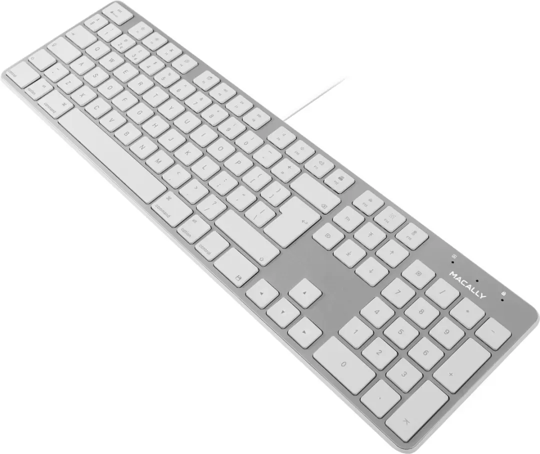 Macally SLIMKEYPROA-UK USB Toetsenbord - Brits/Nederlands ISO - Wit/Zilverkleurig