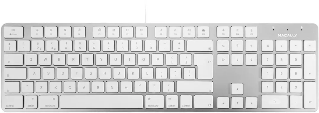 Macally SLIMKEYPROA-UK USB Toetsenbord - Brits/Nederlands ISO - Wit/Zilverkleurig - afbeelding 6 van 6