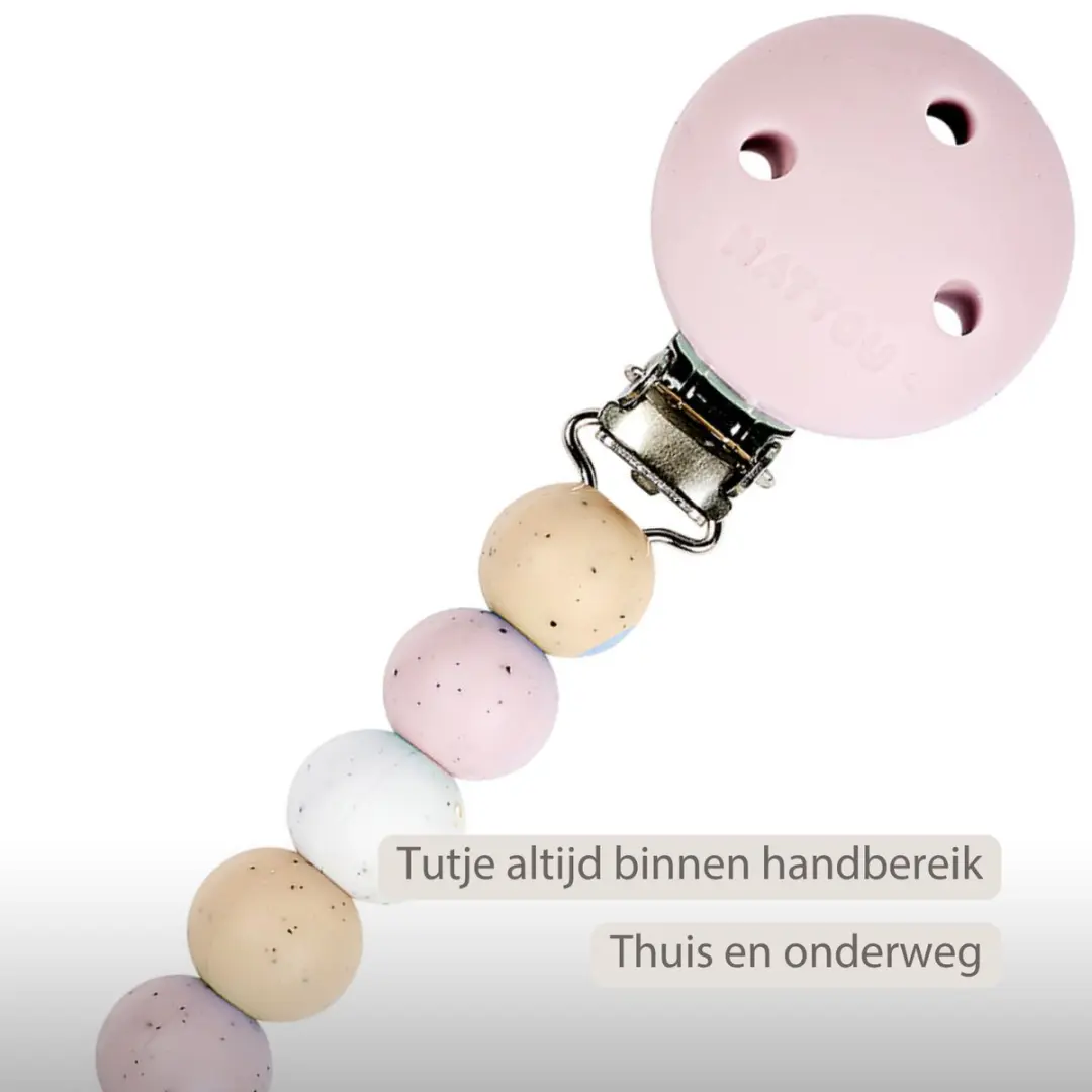 Nattou Silicone Speenkoord - 21cm - Multi Roze Gestipt