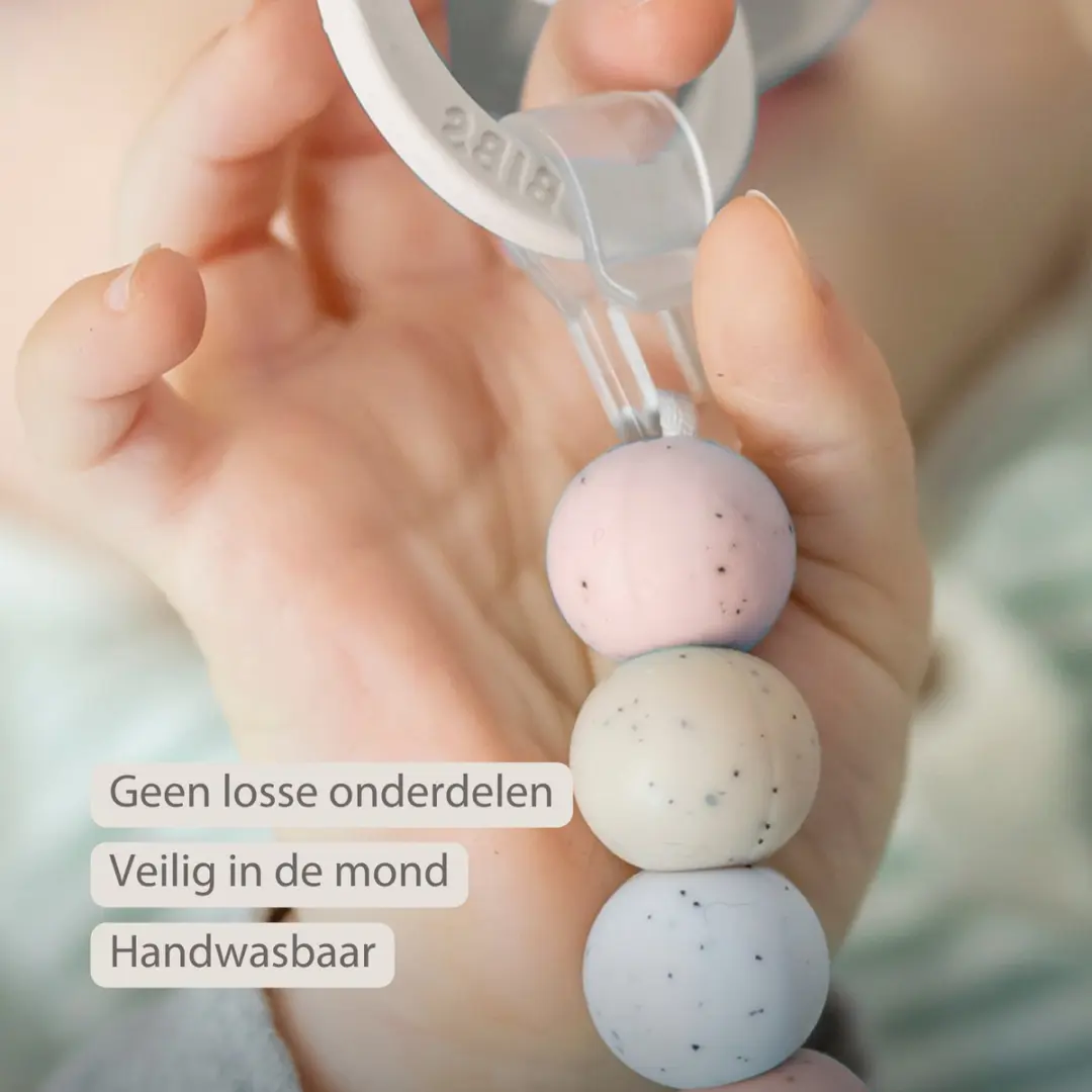 Nattou Silicone Speenkoord - 21cm - Multi Roze Gestipt
