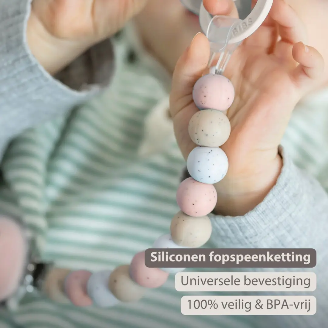 Nattou Silicone Speenkoord - 21cm - Multi Roze Gestipt