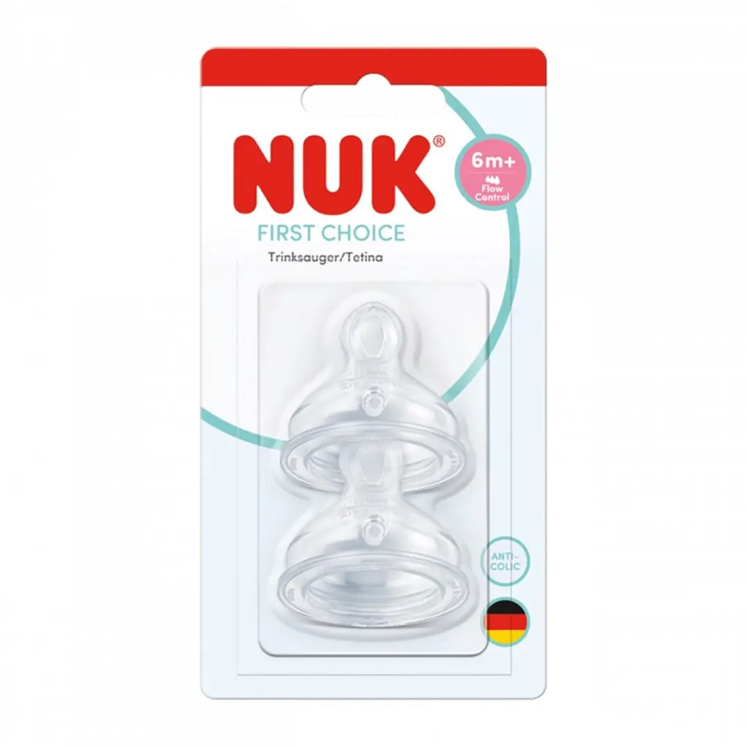 NUK First Choice+ Flow Control Flesspeen 6+ maanden - 2 Stuks