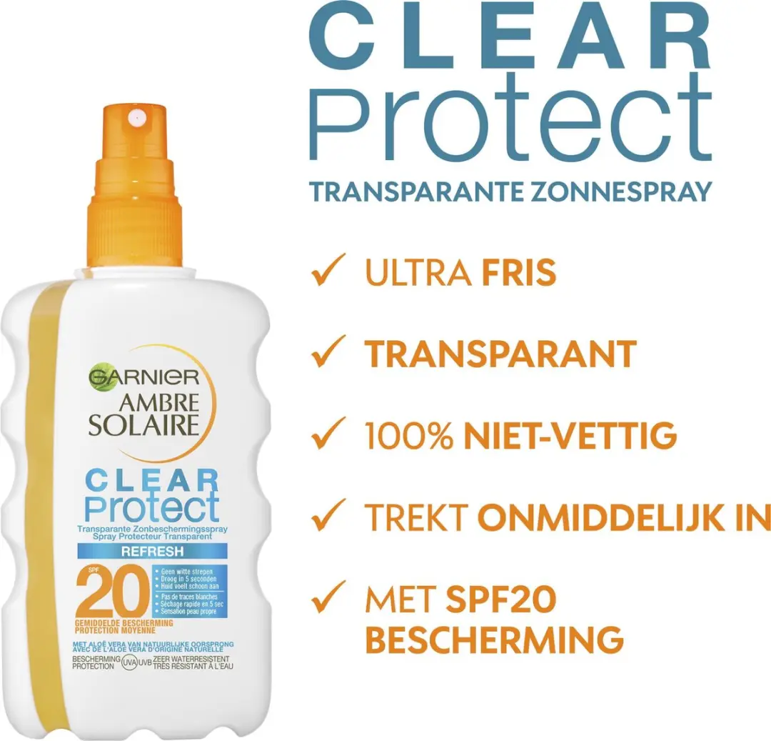 Garnier Ambre Solaire Clear Protect Refresh Zonnebrand SPF20 200ml