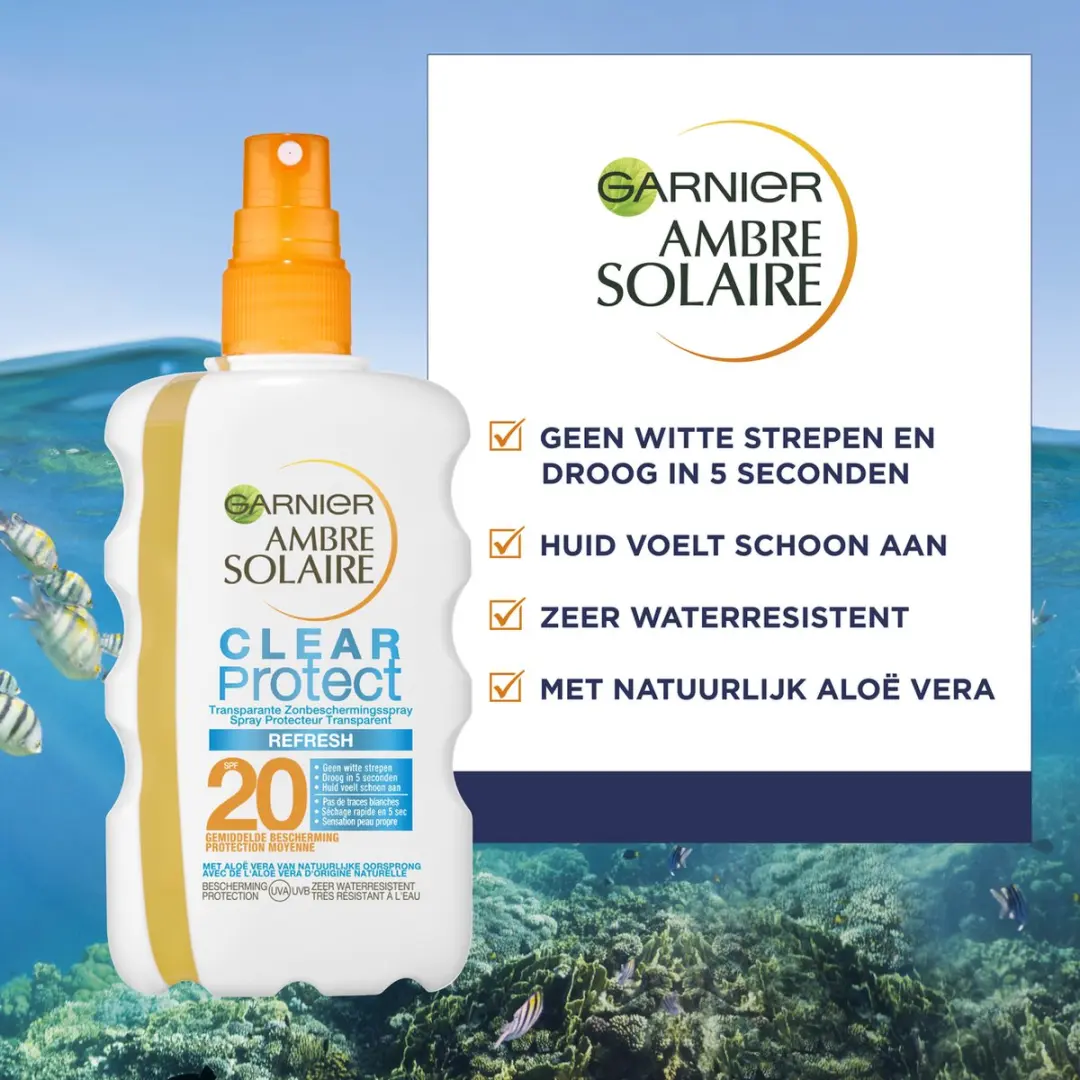 Garnier Ambre Solaire Clear Protect Refresh Zonnebrand SPF20 200ml - afbeelding 6 van 6