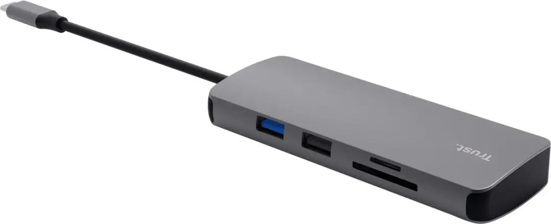 Trust Vylor 8-in-1 USB-C Hub - 5x USB + HDMI - Grijs