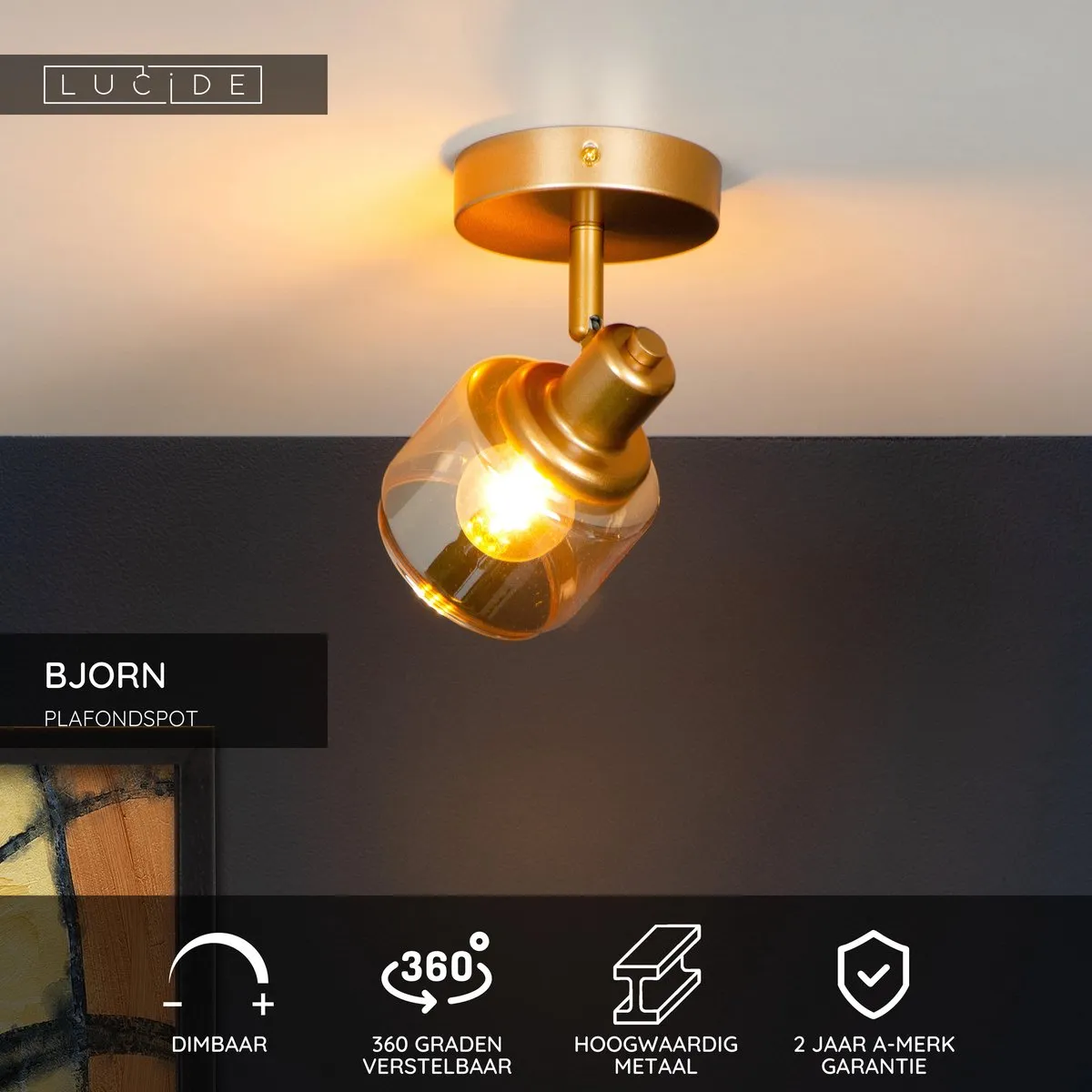 Lucide BJORN Plafondspot E14 - Mat Goud/Messing
