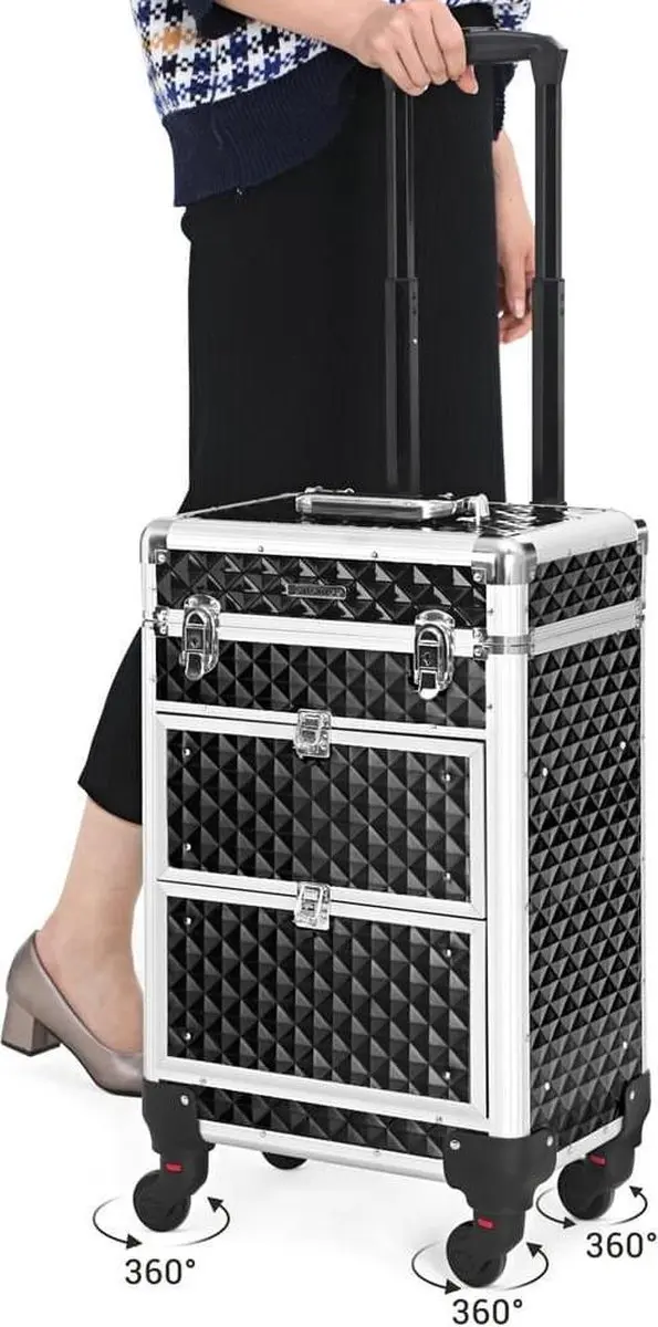 Songmics Cosmetica Koffer 10L - Zwart/Zilver - afbeelding 6 van 6
