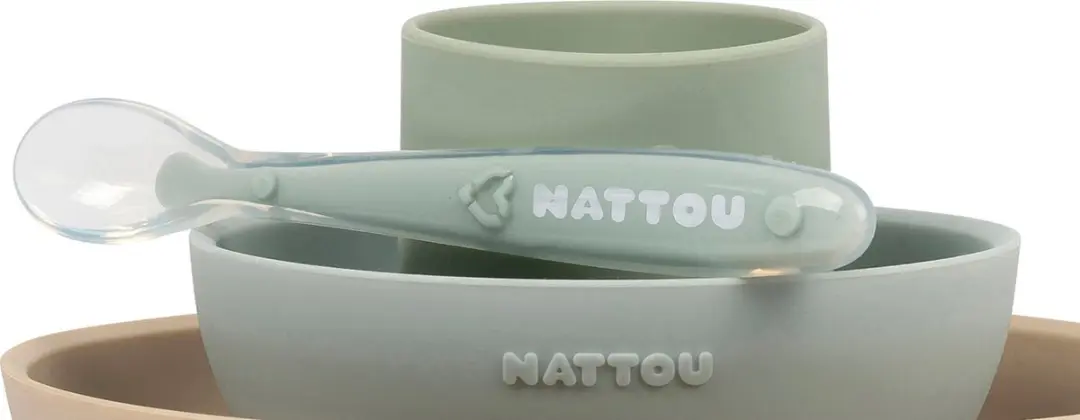 Nattou Siliconen Lepels 16cm - 2 Stuks Groen/Beige